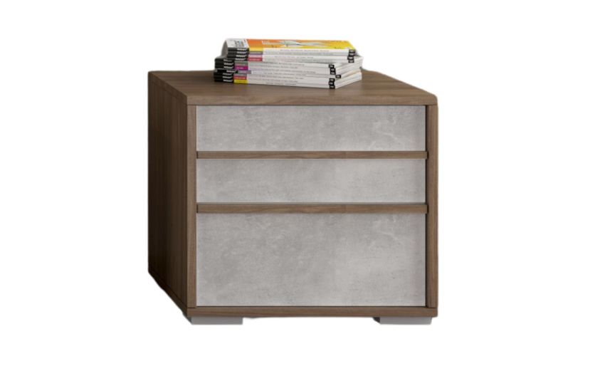 Lorena comodino 2 cassetti noce e cemento-In pannello ecologico certificato-Cemento-Pannello ecologico-43 cmx51 cm Lorena comodino 2 cassetti noce e cemento-In pannello ecologico certificato-Cemento-Pannello ecologico-43 cmx51 cm