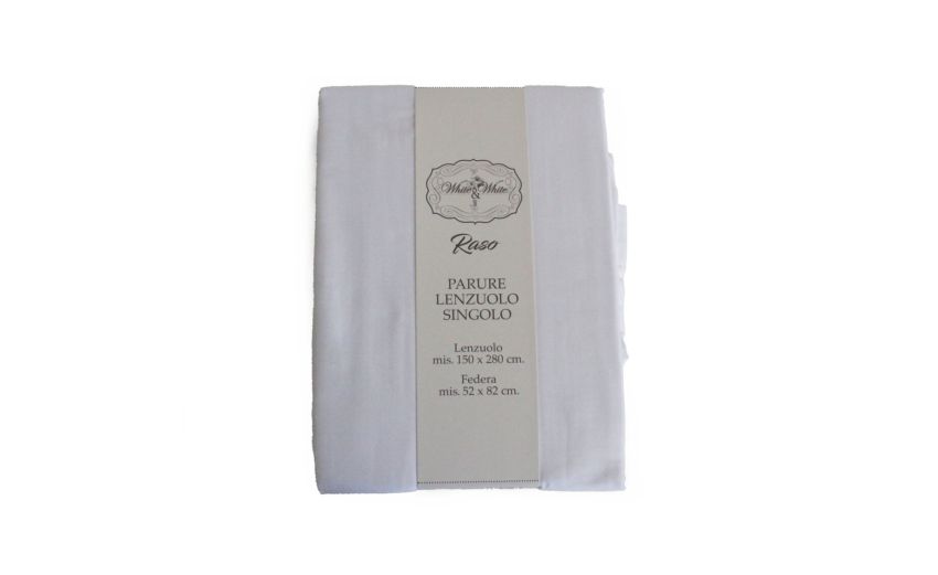 Parure lenzuolo singolo con federa in raso bianco---100% Cotone-Singolo
