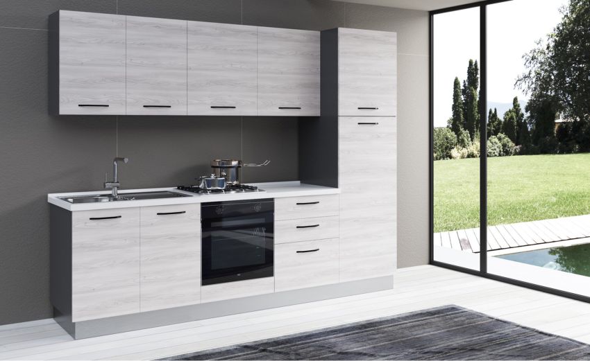 Gilda cucina 270 cm colore frassino ghiaccio-3 elettrodomestici