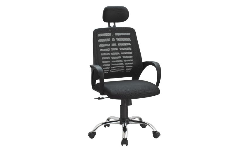 Style sedia ufficio in tessuto nero-Elevazione a gas