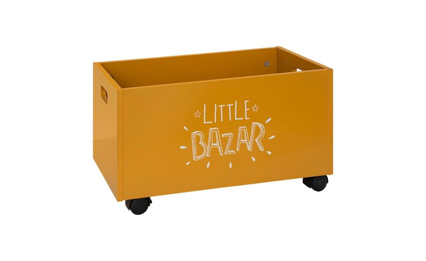 Petit Bazar contenitore con ruote ocra 48x28 cm--Giallo-Mdf-28 Petit Bazar contenitore con ruote ocra 48x28 cm--Giallo-Mdf-28
