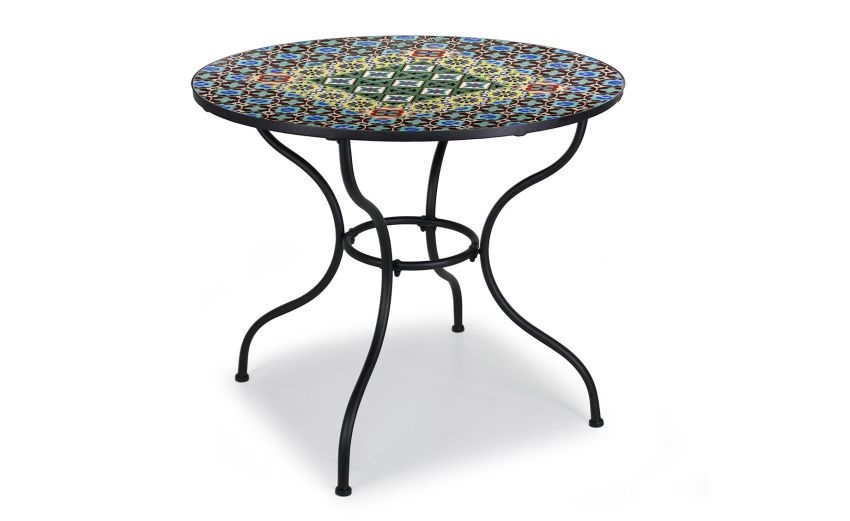 Ginger tavolo tondo in ferro nero Ø90 cm-Piano in mosaico-Nero-Metallo-75 cmx90 cm Ginger tavolo tondo in ferro nero Ø90 cm-Piano in mosaico-Nero-Metallo-75 cmx90 cm