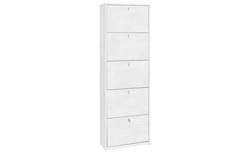 Prince scarpiera bianco ossidato 5 ante-Contiene fino a 30 paia di scarpe-Bianco-Pannello-191 cmx62 cm