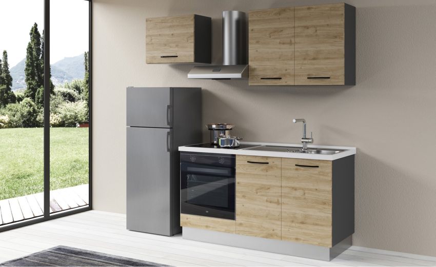 Gilda 2.0 cucina 210 cm colore rovere cadiz -3 elettrodomestici Gilda 2.0 cucina 210 cm colore rovere cadiz -3 elettrodomestici