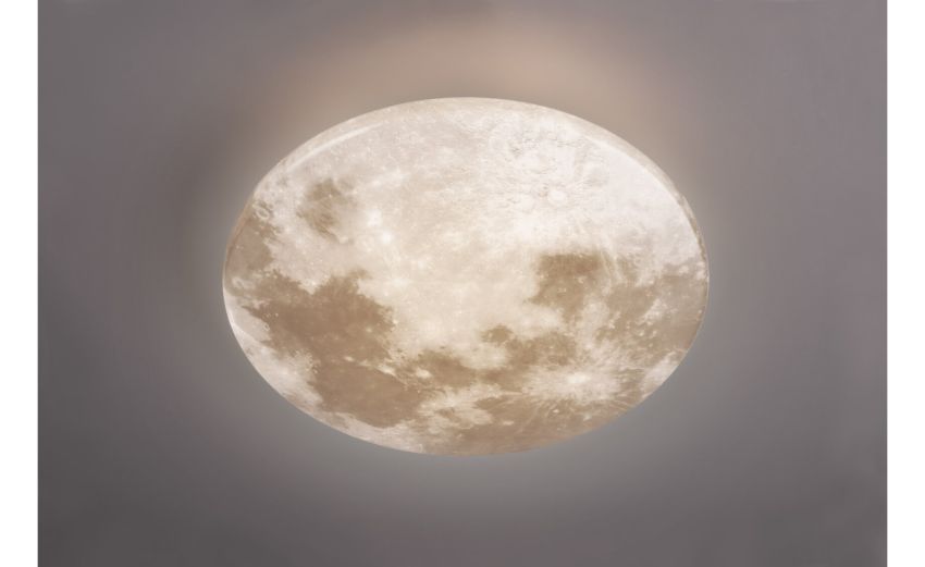 Moonika plafoniera led effetto luna Ø40 cm--Bianco-Metallo