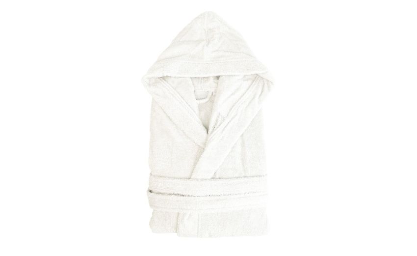 Armonia accappatoio con cappuccio in cotone beige taglia S--Panna-Cotone