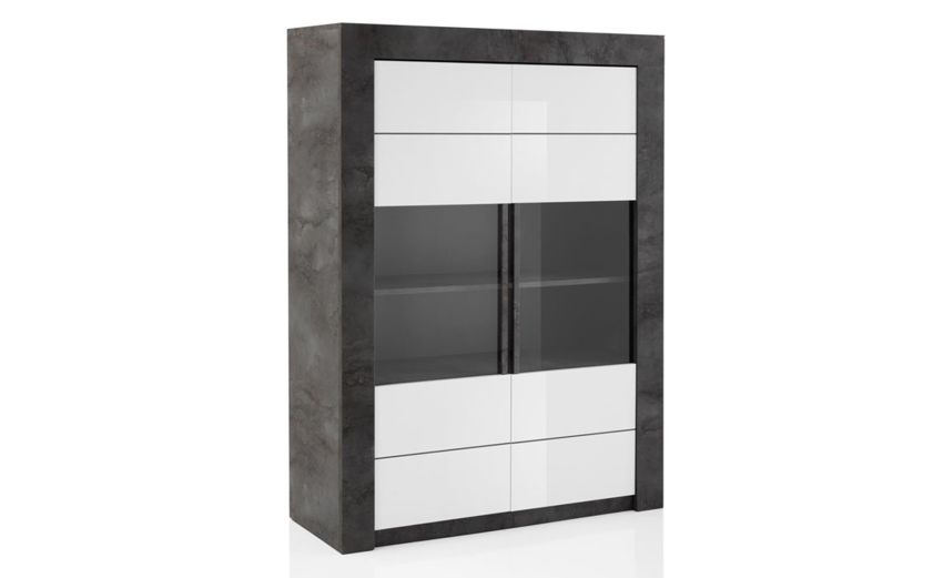 Tokyo vetrina 2 ante colore grigio e bianco lucido--Pietra scura-Pannello-170 cmx120 cm Tokyo vetrina 2 ante colore grigio e bianco lucido--Pietra scura-Pannello-170 cmx120 cm