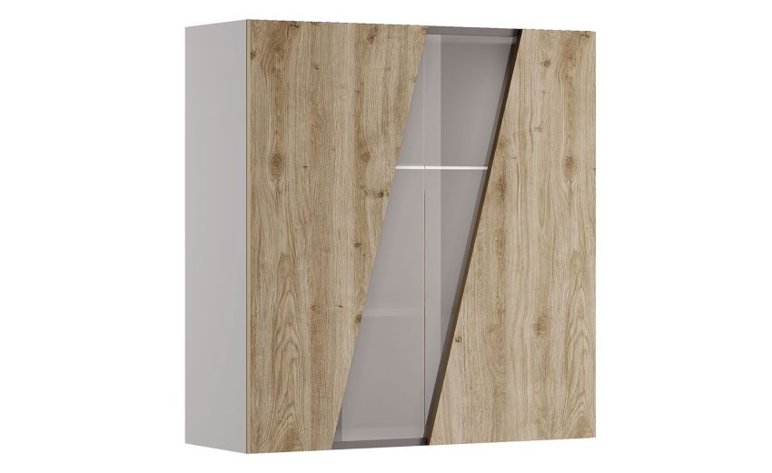 Gilda pensile 2 ante colore rovere cadiz-Struttura colore grigio chiaro-Legno naturale-Pannello-96 cmx90 cm
