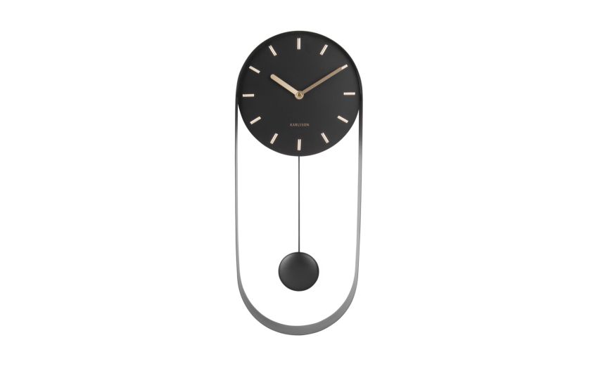 Pendolo orologio a muro in acciaio nero--Nero-Acciaio Pendolo orologio a muro in acciaio nero--Nero-Acciaio