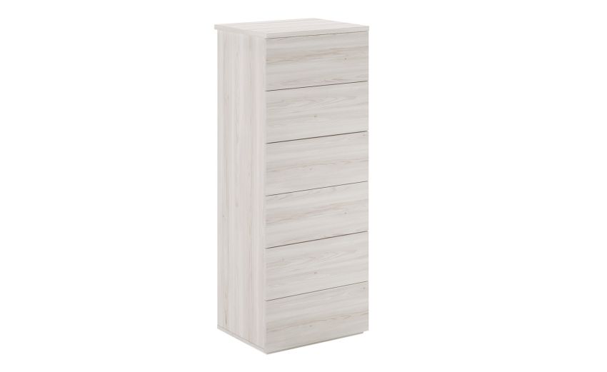 Mia settimino 6 cassetti frassino ghiaccio-In pannello nobilitato-Legno bianco-Nobilitato-117 cmx48 cm