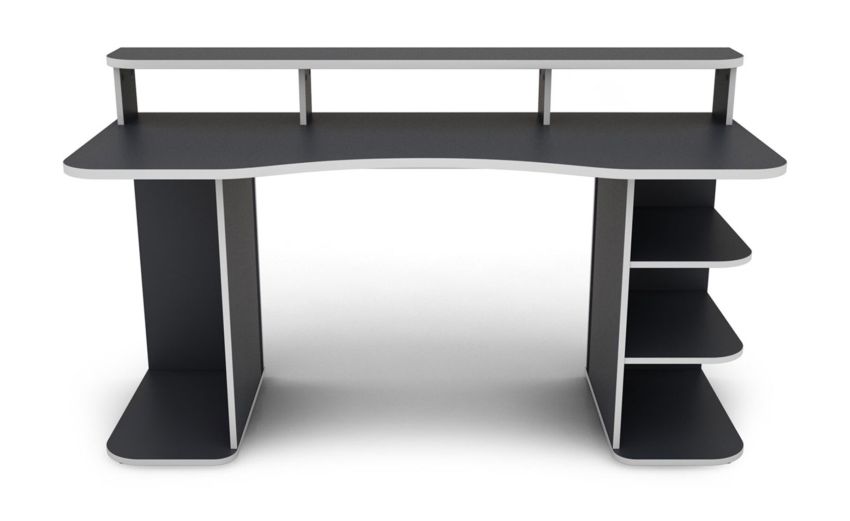 Play scrivania colore grigio e bianco-Misure L 160 X P 65 X H 93 cm-Grigio-Pannello-93 cmx160 cm