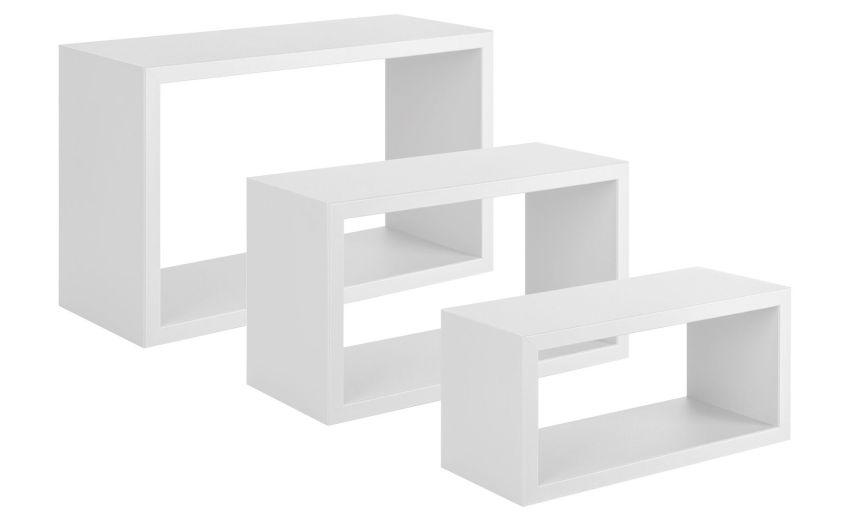 Trittico set 3 mensole rettangolari bianco- -Bianco-Mdf