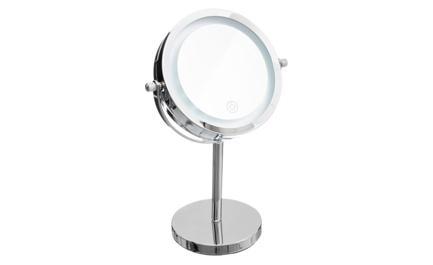 Specchio d'appoggio in acciaio con luce Ø19 cm--Cromo-Acciaio-29 Specchio d'appoggio in acciaio con luce Ø19 cm--Cromo-Acciaio-29
