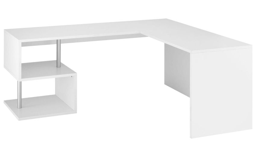 Studio scrivania bianco laccato lucido-Misure L 160 x P 180/60 x H 77 Studio scrivania bianco laccato lucido-Misure L 160 x P 180/60 x H 77