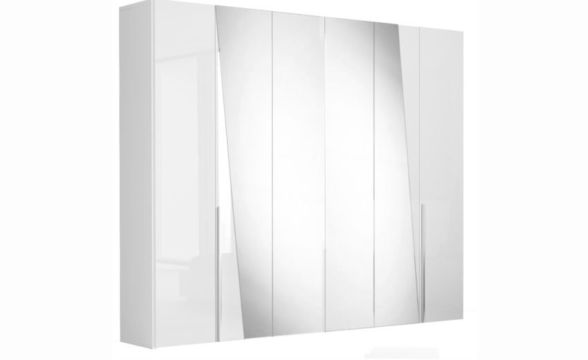 Bella armadio 6 ante battenti bianco lucido con specchi-In pannello laccato-Bianco-Pannello-238 cmx258 cm Bella armadio 6 ante battenti bianco lucido con specchi-In pannello laccato-Bianco-Pannello-238 cmx258 cm