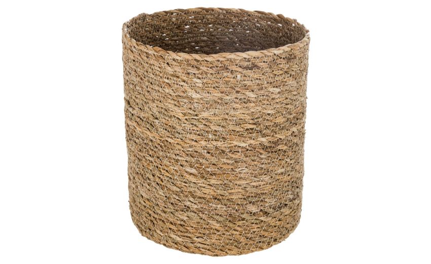 Pan cesta tonda in vimini naturale Ø27x27 cm- -Beige-Fibra naturale