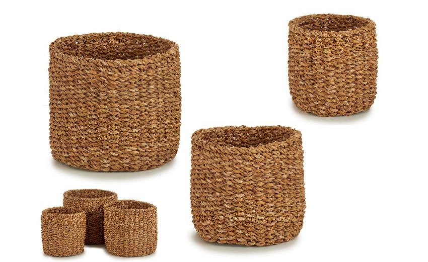 Cilindro cesta tonda naturale Ø22x24 cm- -Beige-Fibra naturale Cilindro cesta tonda naturale Ø22x24 cm- -Beige-Fibra naturale