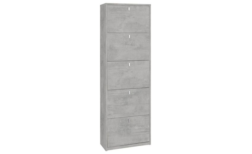 Prince scarpiera cemento 5 ante-Contiene fino a 30 paia di scarpe-Cemento-Pannello-191 cmx62 cm