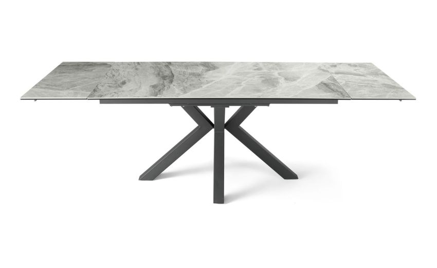 Stone2 tavolo allungabile grigio-Con piano in gres porcellanato effetto marmo grigio-Grigio scuro-Gres-76 cmx160 cm
