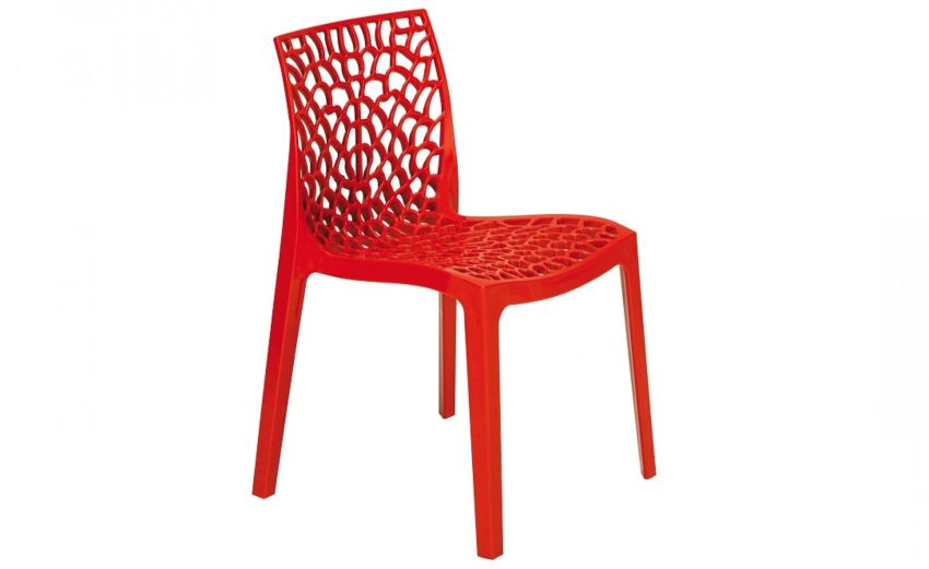 Rubik sedia moderna in polipropilene rosso-Impilabile-Rosso-Polipropilene-80