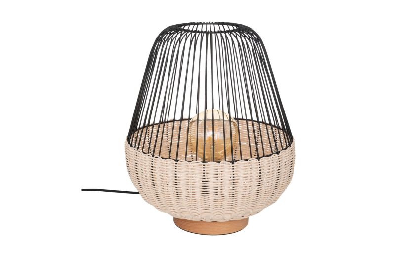 Anea lampada da tavolo in rattan E27 40W --Legno naturale-Metallo