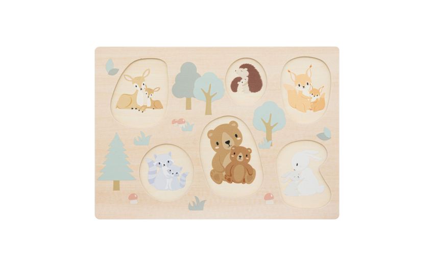 Puzzle Animali gioco bimbi in compensato 6 pezzi--Multicolore-Legno-1