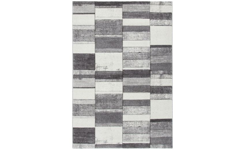 Sasso tappeto bianco e grigio a quadri 160x230 cm--Grigio-Polipropilene-230 cmx160 cm