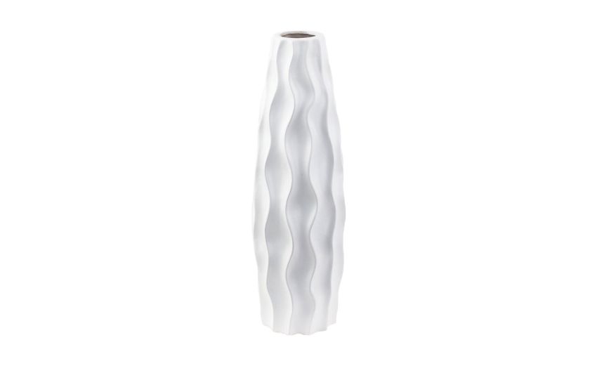 Polka vaso in ceramica bianca a onde h39 cm- -Bianco-Ceramica Polka vaso in ceramica bianca a onde h39 cm- -Bianco-Ceramica