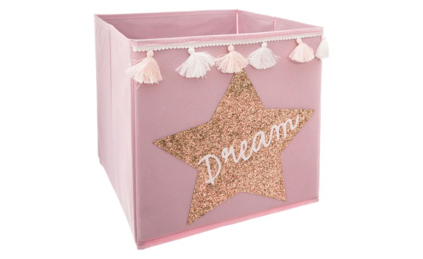 Dream scatola camerette in tessuto rosa 29x29 cm- --Poliestere-29 cmx29 cm