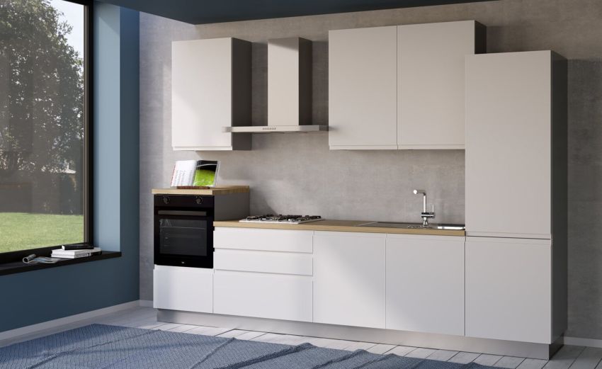 Iris cucina 330 cm colore bianco opaco -3 elettrodomestici--Melaminico Iris cucina 330 cm colore bianco opaco -3 elettrodomestici--Melaminico