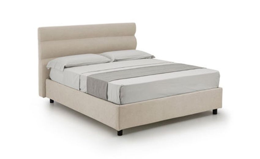 Baleari letto matrimoniale contenitore beige  -In tessuto