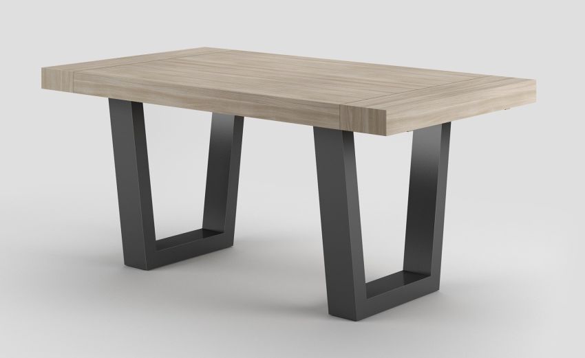 Dual tavolo in pannello nobilitato colore olmo L160/260 cm-Le braccia di allungamento in legno di faggio-Legno chiaro-Nobilitato-76 cmx160 cm