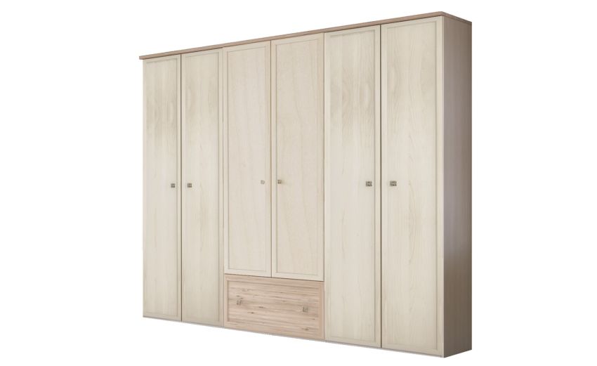Susy armadio 6 ante battenti e 1 cassetto betulla-In pannello ecologico certificato-Legno naturale-Pannello ecologico-241 cmx258 cm Susy armadio 6 ante battenti e 1 cassetto betulla-In pannello ecologico certificato-Legno naturale-Pannello ecologico-241 cmx258 cm