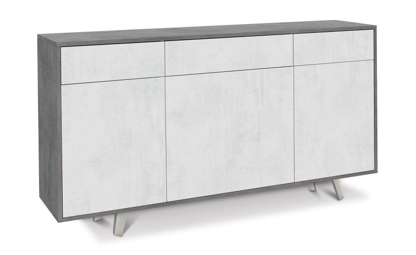 Divina madia 3 ante+3 cassetti cemento/ossido bianco--Cemento-Pannello melaminico-92 cmx164 cm