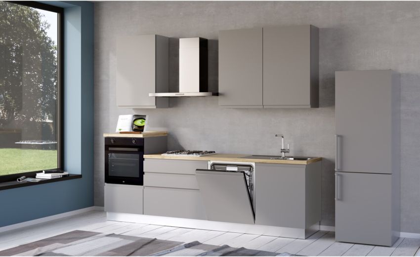 Iris cucina 270 cm colore grigio chiaro con lavastoviglie-3 elettrodomestici --Melaminico Iris cucina 270 cm colore grigio chiaro con lavastoviglie-3 elettrodomestici --Melaminico