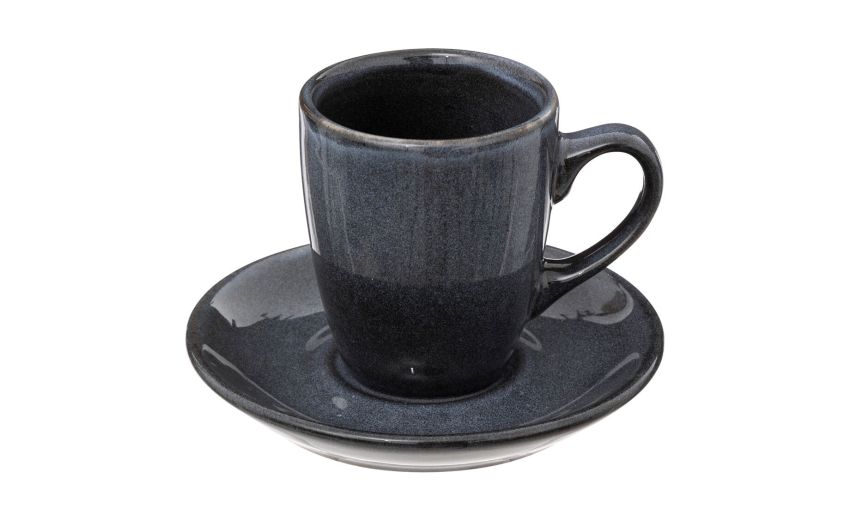 Callie tazzina in gres blu 90 ml con piattino--Blu-Gres