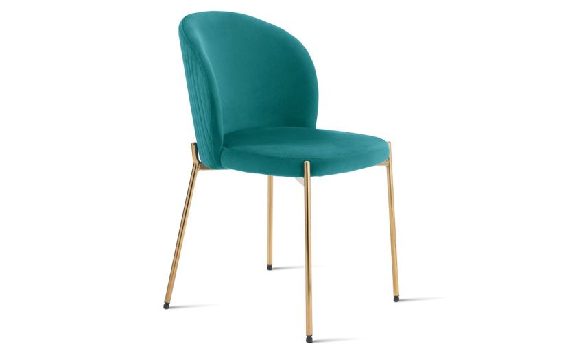 Gold sedia in velluto color turchese-Struttura in metallo dorato-Oro-Velluto-80 cmx55 cm