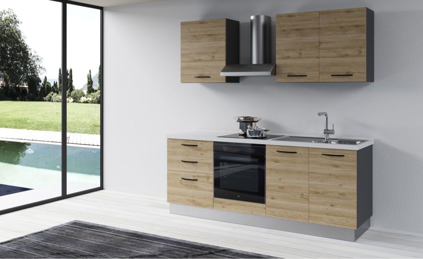 Gilda 2.0 cucina 210 cm colore rovere cadiz -2 elettrodomestici Gilda 2.0 cucina 210 cm colore rovere cadiz -2 elettrodomestici