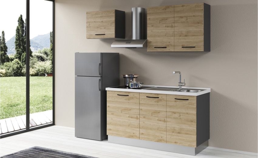 Gilda 2.0 cucina 210 cm colore rovere cadiz -1 elettrodomestico