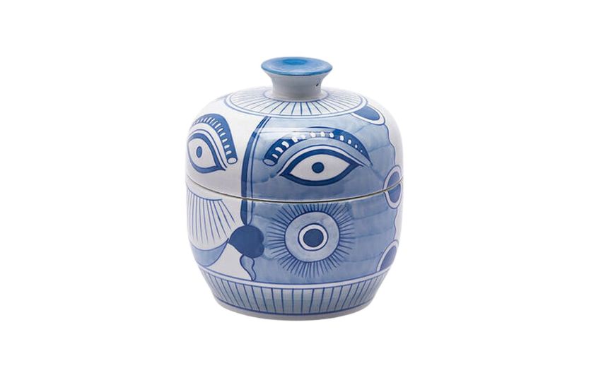 Contenitore decorativo  h19 --Blu-Ceramica
