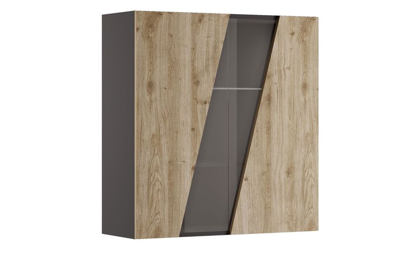Gilda pensile 2 ante colore rovere cadiz-Struttura colore titanio-Legno naturale-Pannello-96 cmx90 cm Gilda pensile 2 ante colore rovere cadiz-Struttura colore titanio-Legno naturale-Pannello-96 cmx90 cm