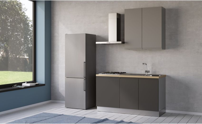 Iris cucina 150 cm colore grigio scuro e grigio chiaro -1 elettrodomestico --Melaminico Iris cucina 150 cm colore grigio scuro e grigio chiaro -1 elettrodomestico --Melaminico