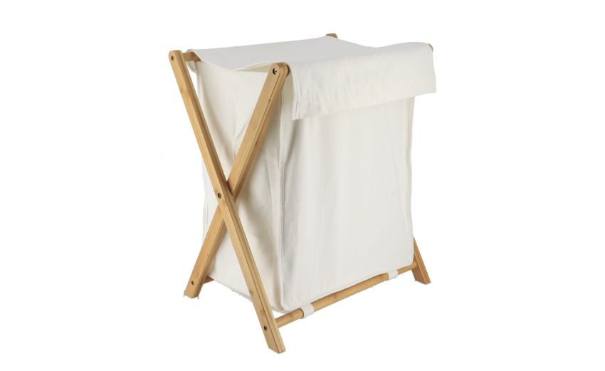 Porta biancheria pieghevole in bamboo naturale bianco h58 cm--Bianco-Bamboo-58 cmx45 cm Porta biancheria pieghevole in bamboo naturale bianco h58 cm--Bianco-Bamboo-58 cmx45 cm