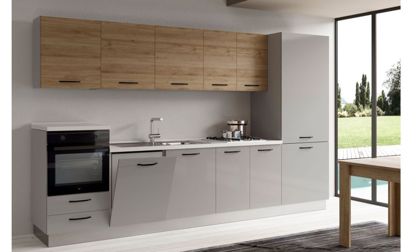Gilda cucina 345 cm colore light grey e rovere cadiz-4 elettrodomestici Gilda cucina 345 cm colore light grey e rovere cadiz-4 elettrodomestici