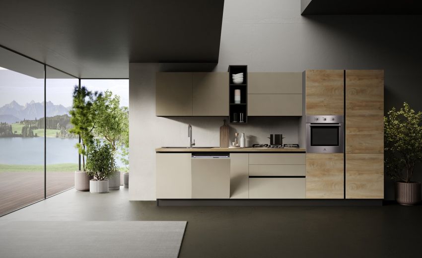 Maila cucina 363 cm colore quercia e argilla---Melaminico Maila cucina 363 cm colore quercia e argilla---Melaminico