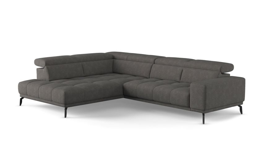 Narciso divano angolare in tessuto grigio-Seduta relax elettrica allungabile-Grigio-Tessuto-94 cmx308 cm Narciso divano angolare in tessuto grigio-Seduta relax elettrica allungabile-Grigio-Tessuto-94 cmx308 cm