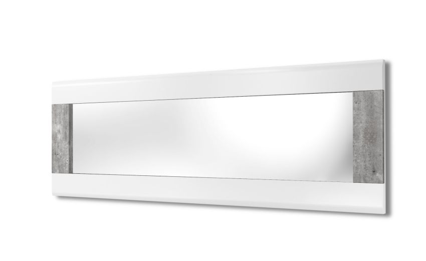 Vienna specchio bianco lucido e cemento- -Bianco-Pannello-60 cmx175 cm
