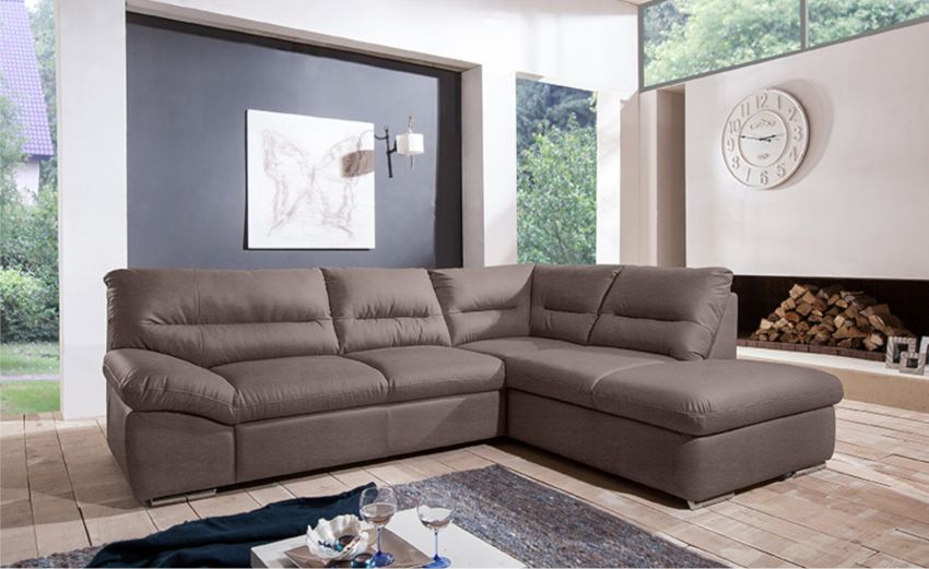 Bull divano angolare in tessuto ambra-Panchetta relax estraibile e contenitore-Marrone-Tessuto-183 x 123 cm