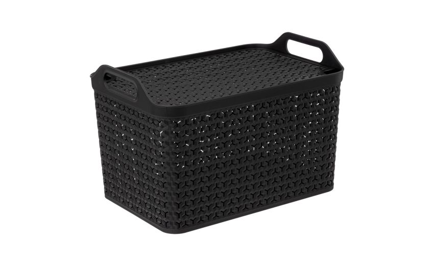 Contenitore con coperchio in tessuto nero 24 litri--Nero-Polipropilene-29 cmx43 Contenitore con coperchio in tessuto nero 24 litri--Nero-Polipropilene-29 cmx43