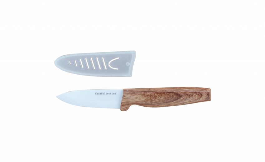 Wood spelucchino in ceramica con manico in legno- -Legno naturale-Ceramica